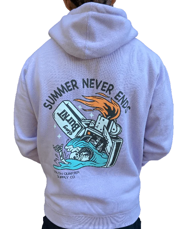 South Quarter "Summer Never Ends" Hoodie Hoodie with Hem Ribbing Snug Secure
