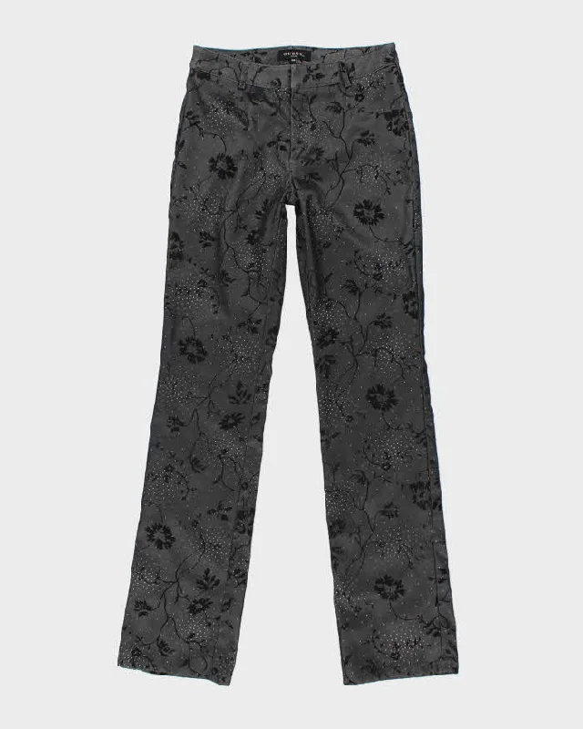 Vintage 90s Guess Floral Sparkly Trousers - W28 Skinny Trousers Denim Stretchy