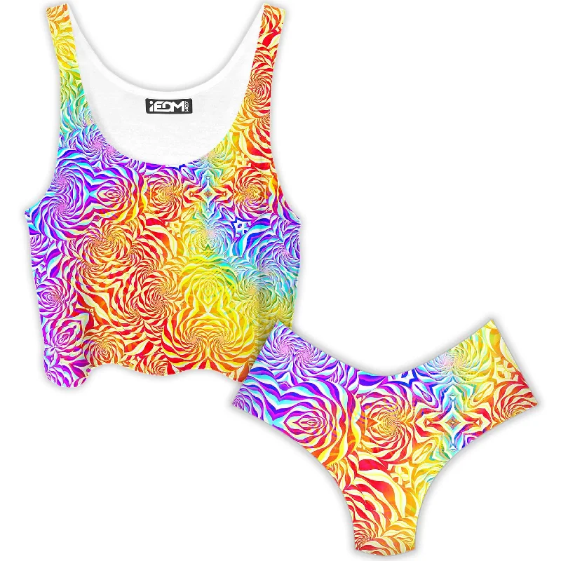 Sunrays Crop Top and Booty Shorts Combo Terry Blend Velvet Blend Canvas Blend