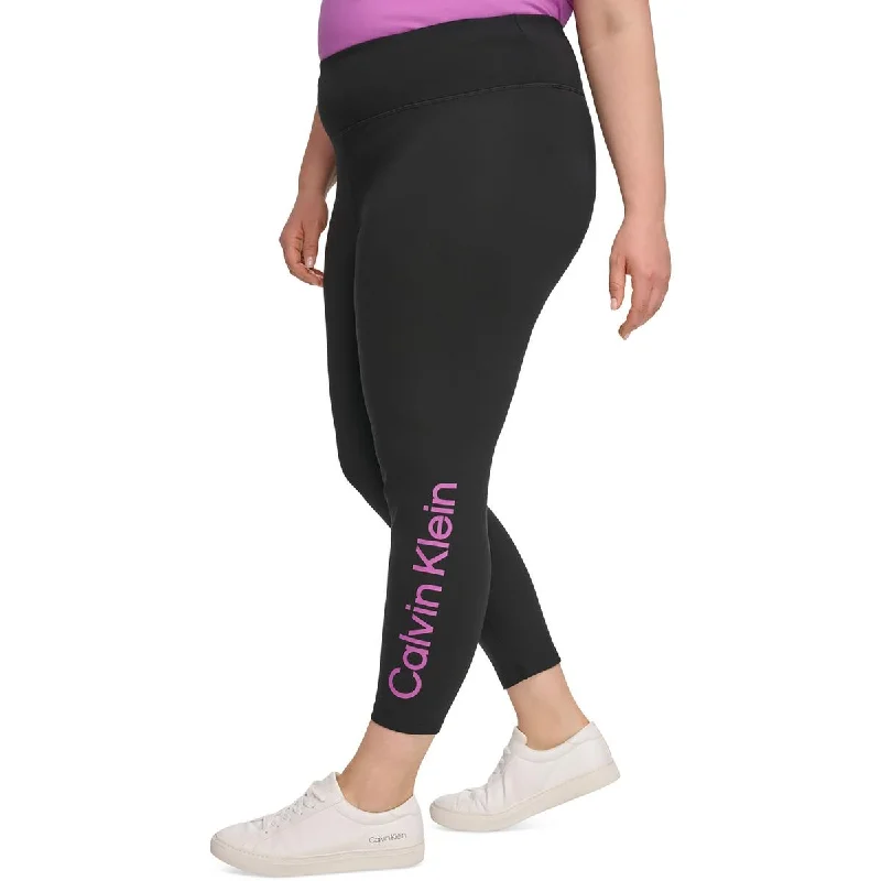 Calvin Klein Performance Womens Plus Logo Athletic Leggings Stylish Sweatproof Leggings Calvin Klein Performance Womens Plus Logo Athletic Leggings Stylish Sweatproof Leggings