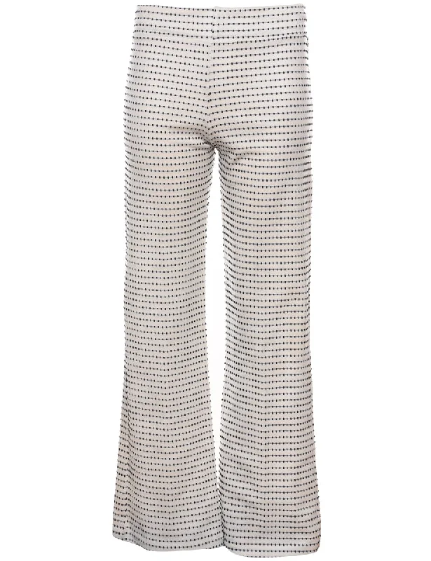 High Waist Black & White Spot Print Trousers - W25 L31 Trousers trendy modern