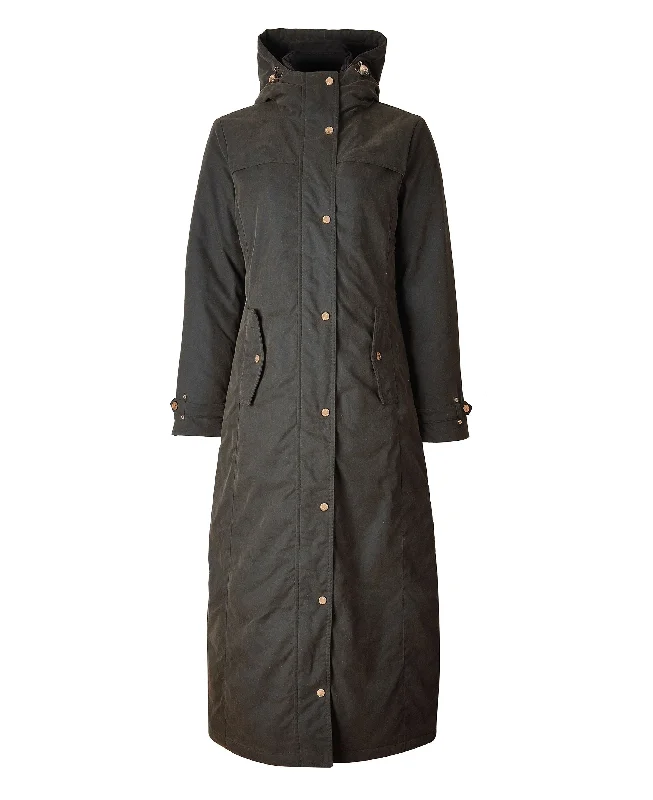 Wax Longline Field Coat - Dark Olive Asymmetrical Diagonal princess