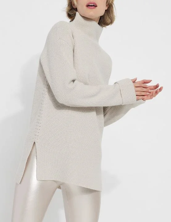 Lysse Canela Cozy Rib Pullover Sweater Deep Alabaster Port Neck Pullover