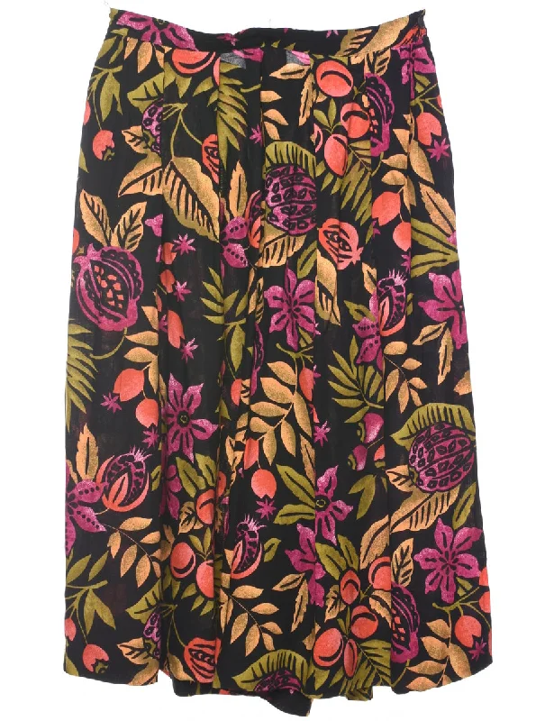 Flared Leg Floral Print Trousers - W32 L16 Trousers Tapered Slim Fit