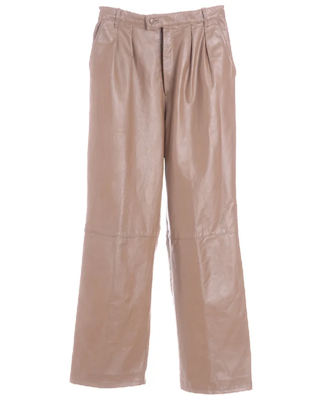 Label Bella Leather Cropped Trouser Trousers Silk Elegant