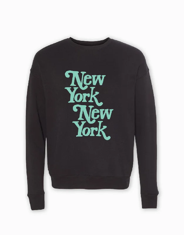 New York, New York Sweatshirt - Black/Mint Hoodie with Lining Warm Insulated