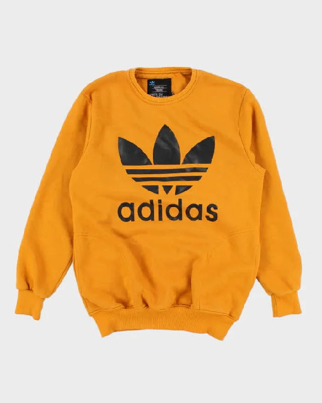 Womens Yellow Adidas Logo Pullover Sweatshirt - XXL Slim Sleeve Pullover