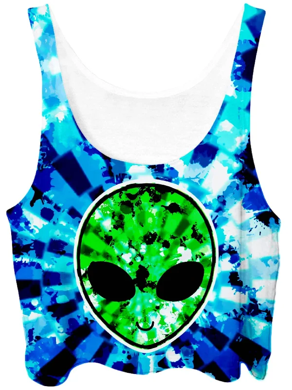 Alien Tie-Dye Crop Top Rayon Velvet Corduroy