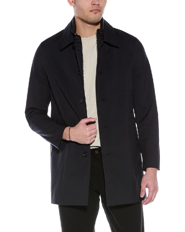Reiss Perrin Coat Denim Leather Suede
