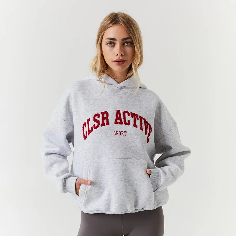 CLSR Active Hoodie | Grey Marl Hoodie with Monochrome Minimalist Simple