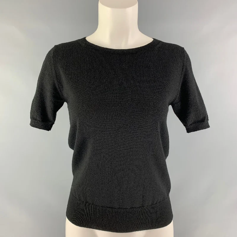 SOFIE D'HOORE Size 4 Black Wool Solid Pullover Over Sleeve Pullover