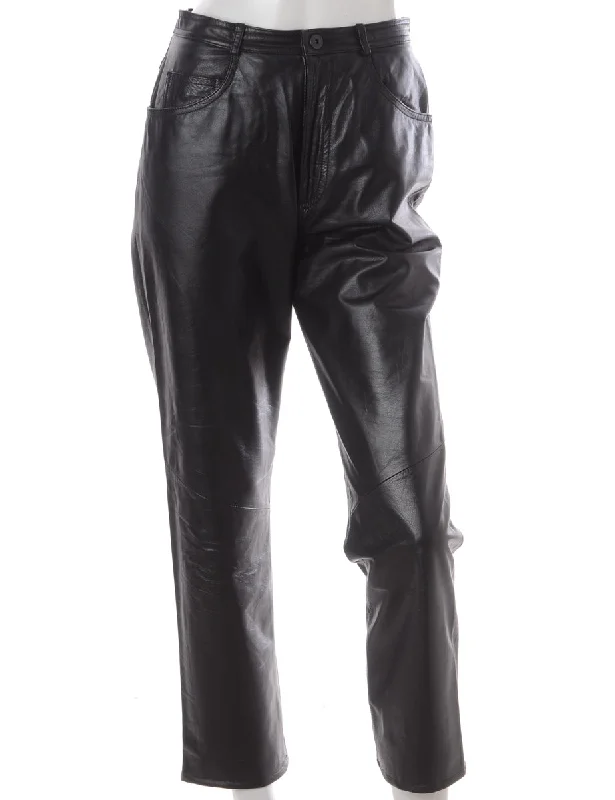 Label Bella Leather Cropped Trouser Trousers Elastic Waist Soft