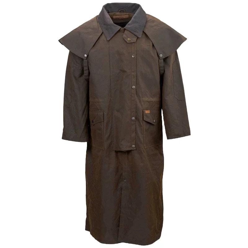 Outback Trading Company Oilskin Bronze Stockman Duster Coat 2056-BNZ Boat Shawl Notched Outback Trading Company Oilskin Bronze Stockman Duster Coat 2056-BNZ Boat Shawl Notched