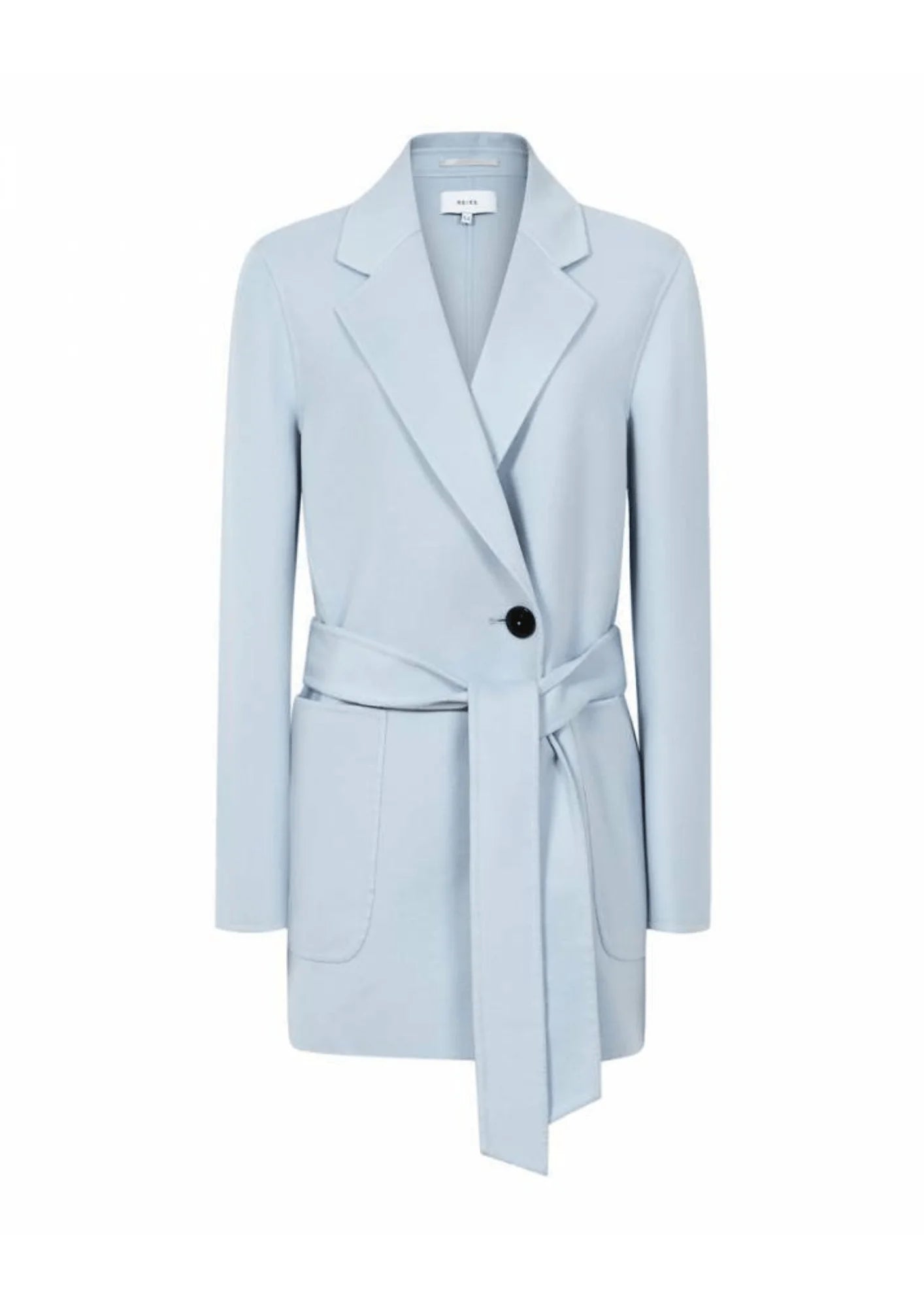 LIGHT BLUE COAT Boat Neck Jacket Square Neck Jacket One-Shoulder Jacket