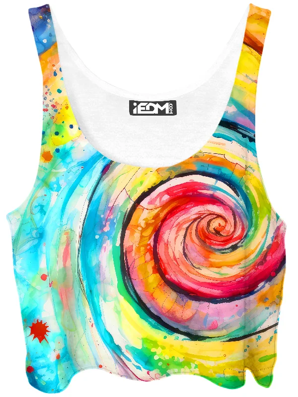 Water Color Swirl Crop Top Print Jacquard Patchwork