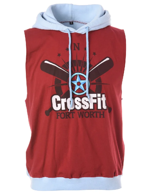 Label Sleeveless Tyler Hooded Sweatshirt Hoodie with Slit Hem Functional Movement