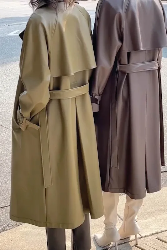 OVERSIZED VEGAN LEATHER TRENCH COAT Stole Shawl Scarf