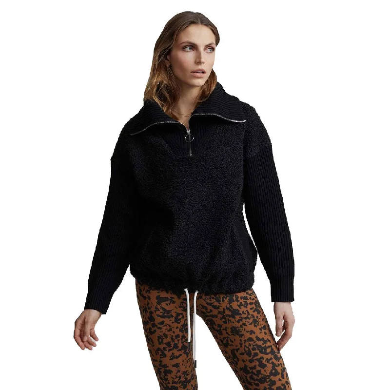 Varley Rogers Black Womens 1/2 Zip Pullover One Shoulder Top