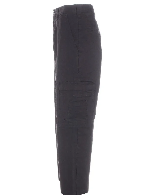 Label Black Cropped Cargo Trousers Trousers Timeless Classic