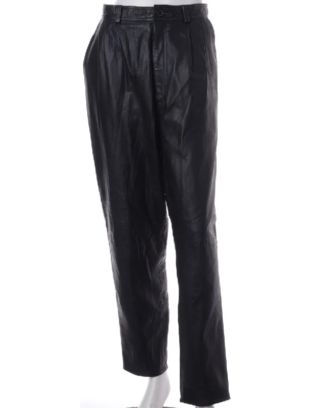 Label Bella Leather Cropped Trouser Trousers Low Rise Relaxed
