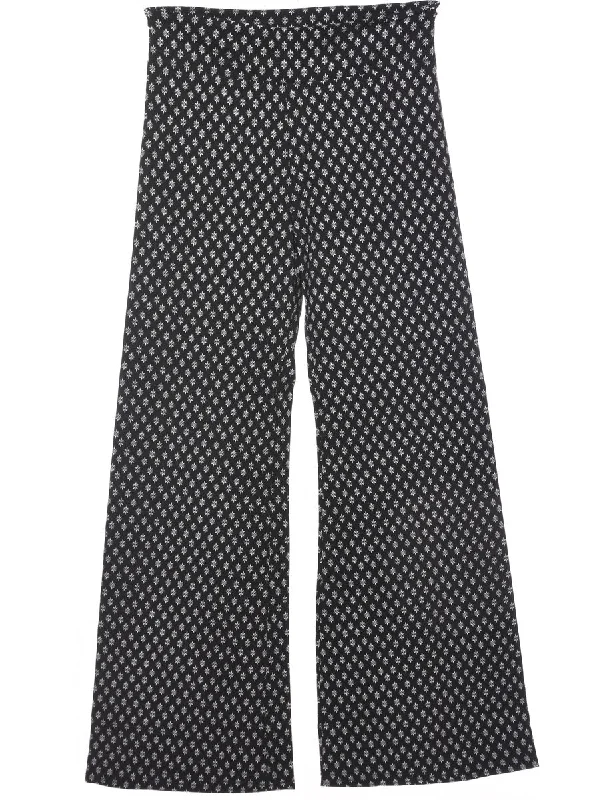Flared Leg Trousers - W27 L28 Trousers Floral Bohemian