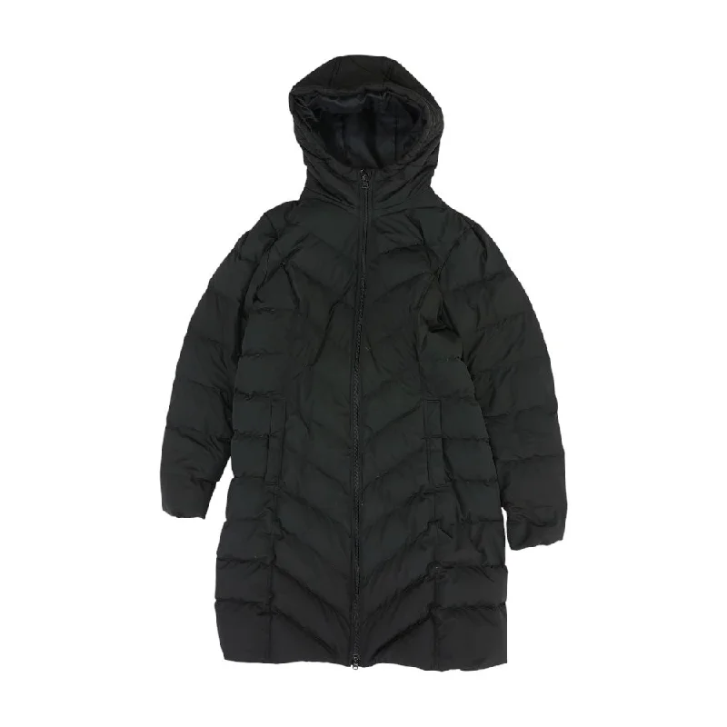 Black Solid Puffer Coat Trench Wool Cashmere