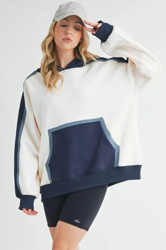 Aemi + Co Color Block Kangaroo Pocketed Hoodie Hoodie with Hidden Zipper Minimalist Clean Aemi + Co Color Block Kangaroo Pocketed Hoodie Hoodie with Hidden Zipper Minimalist Clean