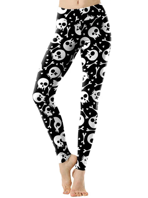 Skull Print Yoga Leggings for Women Stylish Sporty Performance Leggings