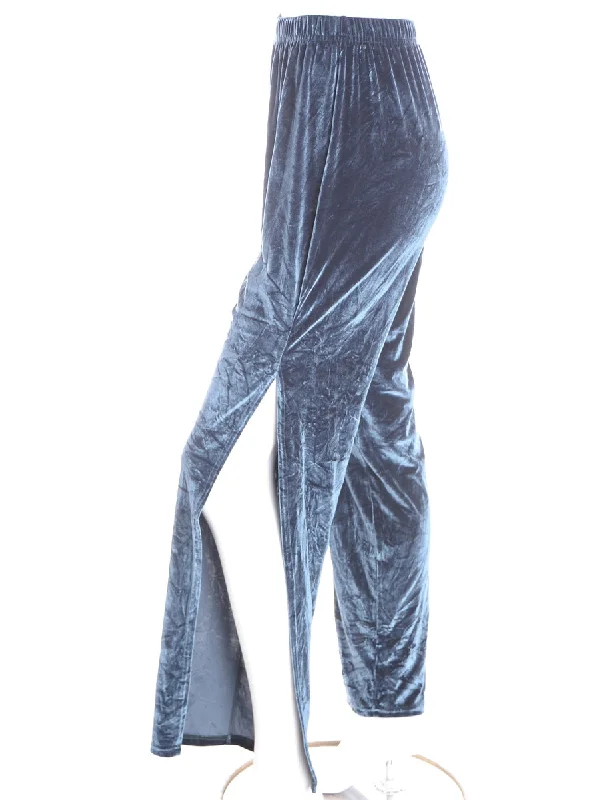 Label Split Side Velvet Trousers High Waist Slim Fit Ankle Length