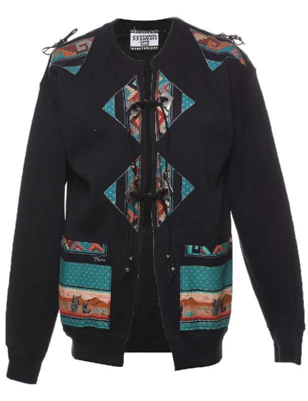 Lee Patchwork Printed Sweatshirt - L Hoodie with Camouflage Military Edgy