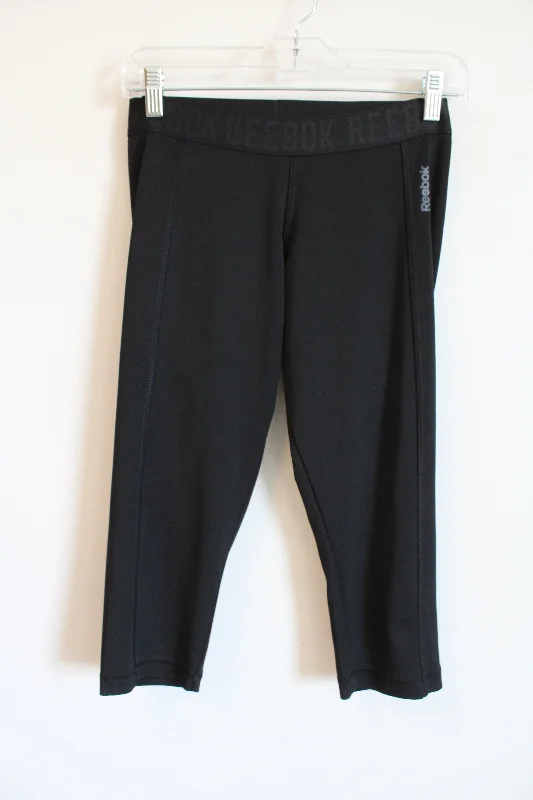 Reebok Black Capri Leggings | S Stylish Compression Fit Leggings