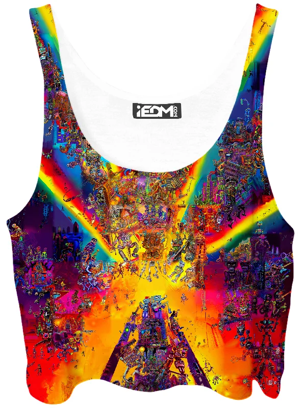 Robotcalypse Crop Top Notch Collar Peter Pan Collar Cowl Neck