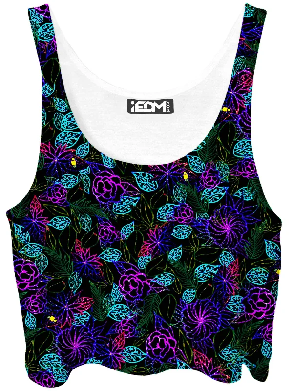 Light Night Floral Crop Top Terry Blend Velvet Blend Canvas Blend