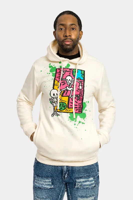 Skeleton Party Pullover Hoodie Flutter Sleeve Feminine
