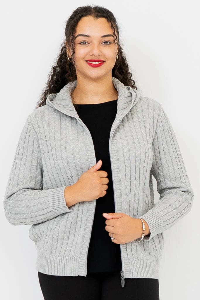 Cable Knit Sweatshirt - Elsie Hoodie with Raw Hem Edgy Unfinished