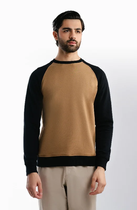 Fleece Cross Sweatshirt - Mustard Hoodie with Camouflage Military Edgy