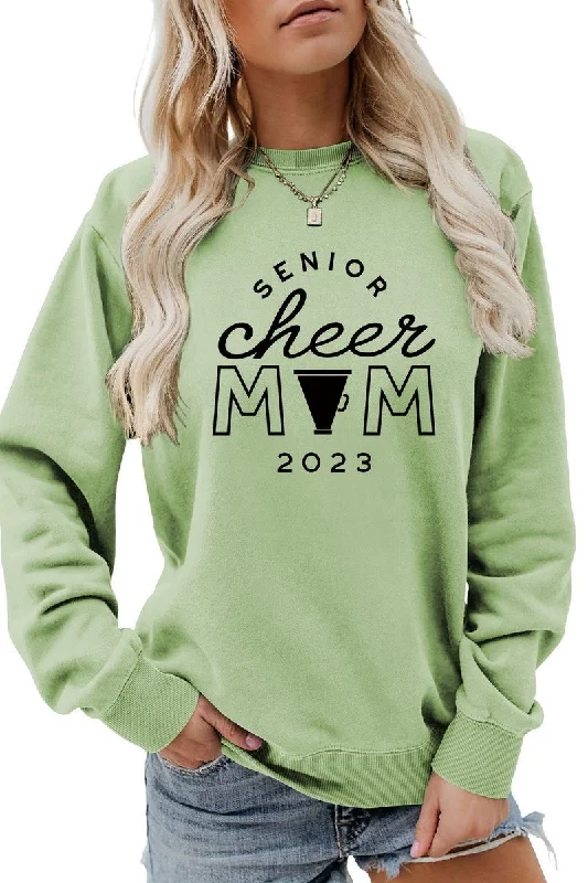 WOMEN GAME DAY PRINTING LONG SLEEVE PULLOVER Faux Fur Trim