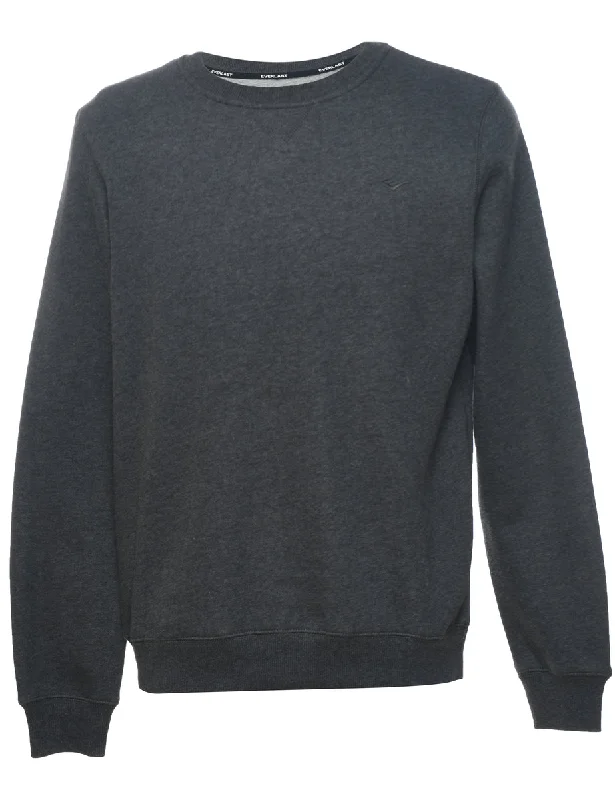 Dark Grey Plain Sweatshirt - M Hoodie with Oversized Fit Loose Comfortable