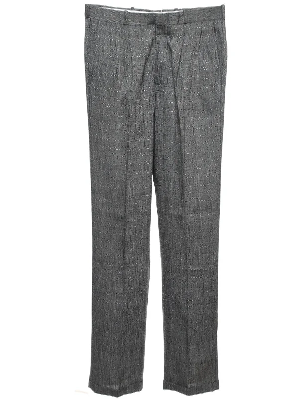 Grey & Black Patterned Trousers - W30 L34 Trousers Recommended Stylist