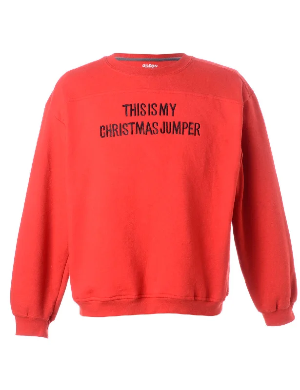 Label This Is My Christmas Sweatshirt Hoodie with Pocket Utility Practical