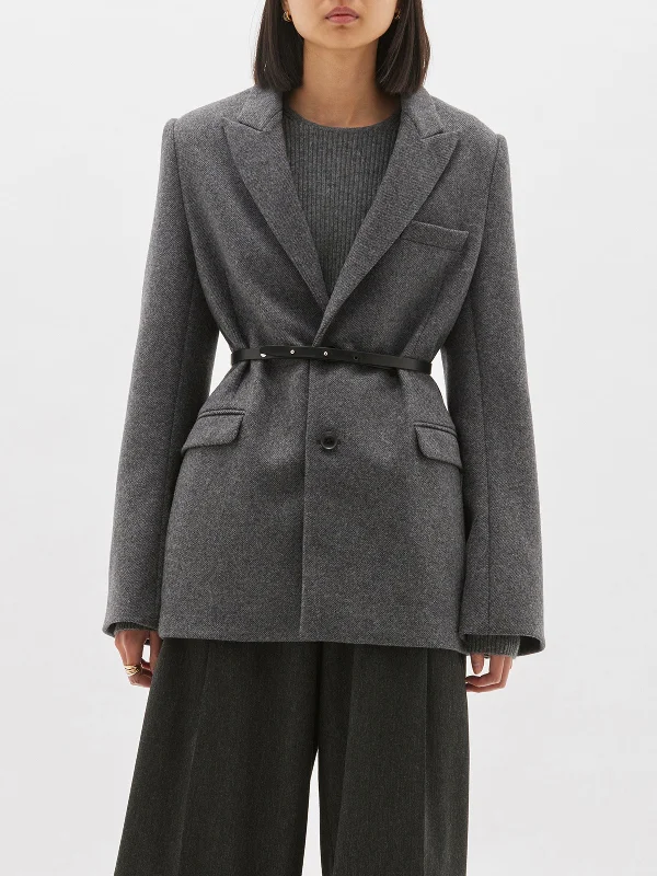 slim line wool twill coat Cotton Linen Terry