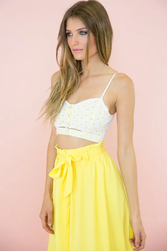 Raina Crop Top - White Welt Pockets Slit Pockets Flap Pockets