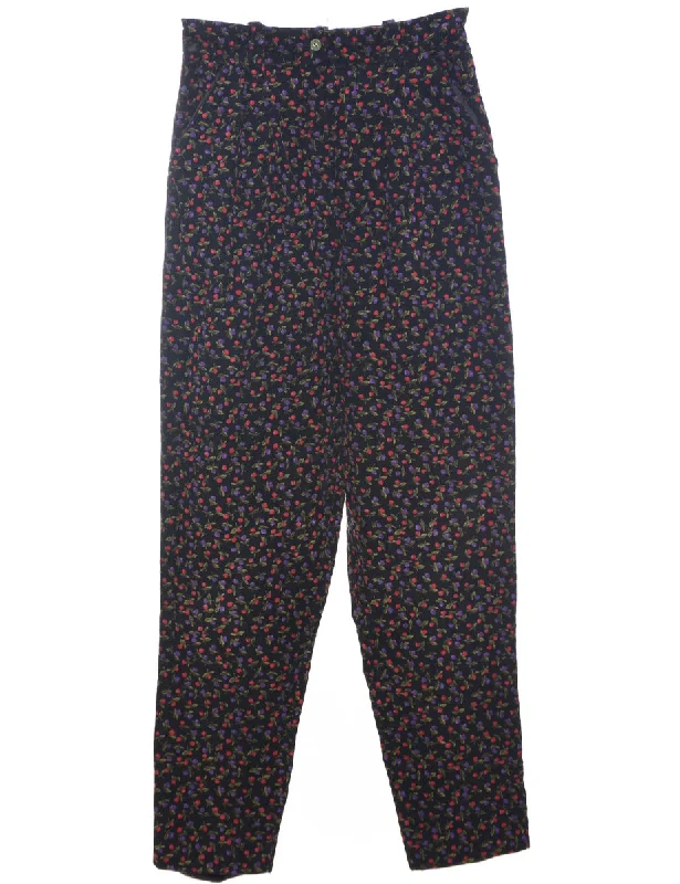 Floral Print Trousers - W27 L28 Trousers Wedding White