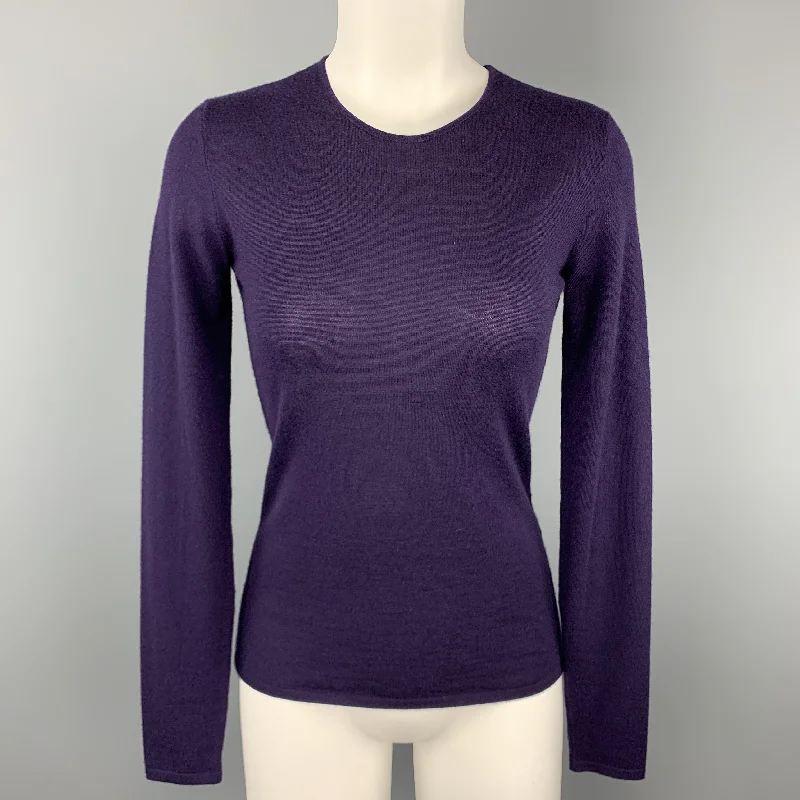 RALPH LAUREN Size S Purple Cashmere Crewneck Pullover Turtleneck Warm Pullover