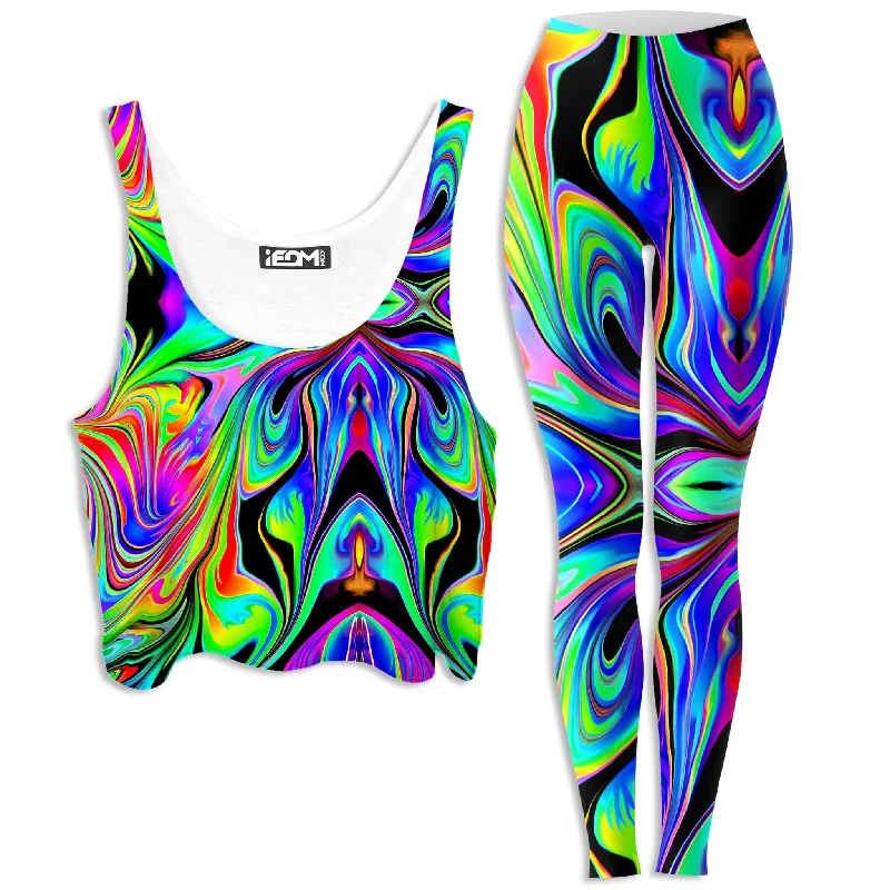 Macro Dose Crop Top and Leggings Combo Lace Blend Ribbed Blend Corduroy Blend