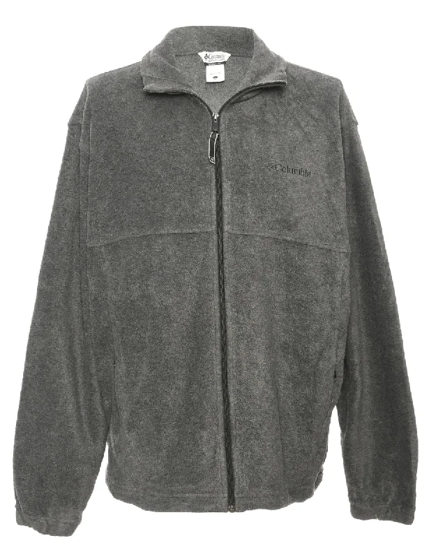 Columbia Fleece Sweatshirt - L Hoodie with Applique Textured Unique