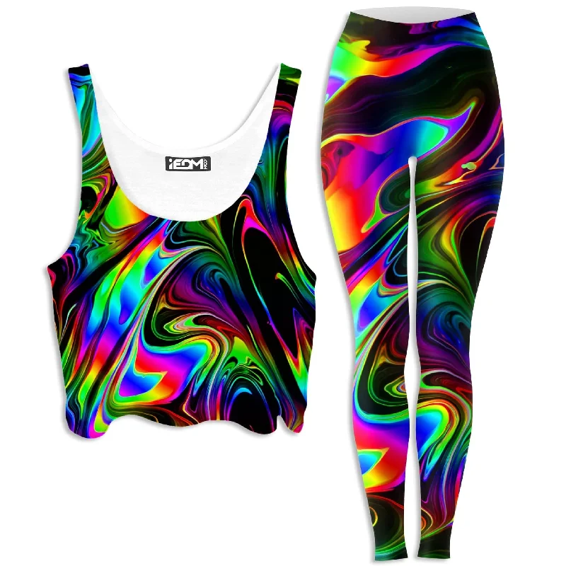 That Glow Flow Crop Top and Leggings Combo Terry Blend Velvet Blend Canvas Blend