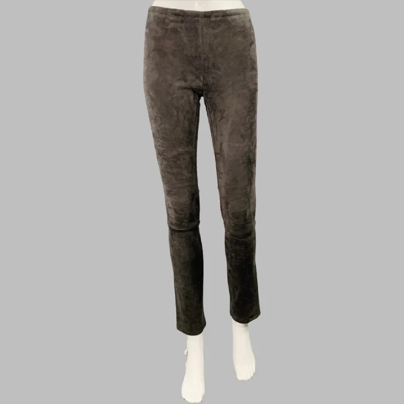 STOULS Size XXS Grey Lambskin Suede Leggings Casual Pants Fashionable Moisture-Wicking Leggings