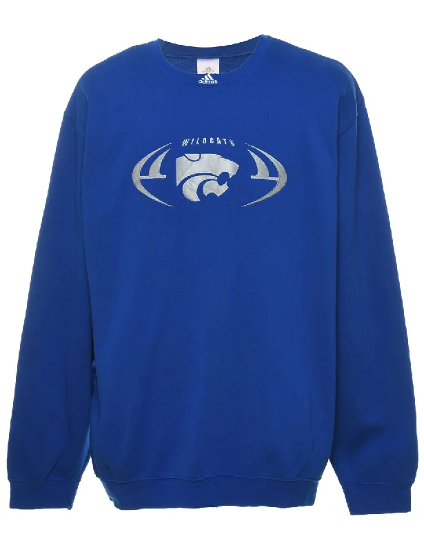 Blue & Silver Printed Sweatshirt - XL Zip Hoodie Drawstring Kangaroo Pocket