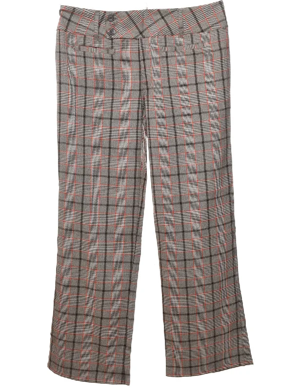 Checked Grey & Red Trousers - W38 L29 Trousers Seasonal Trendy